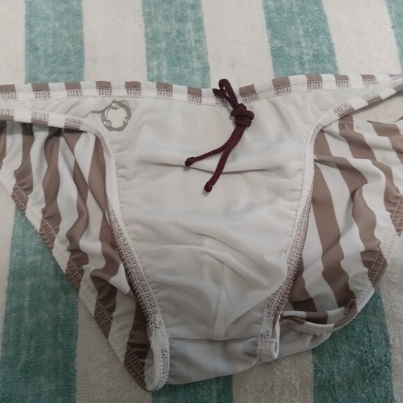(*) VINTAGE MODUS VIVENDI BROWN STRIPED SWIM BRIEF, SIZE "S", (30'-32") - Picture 6 of 8